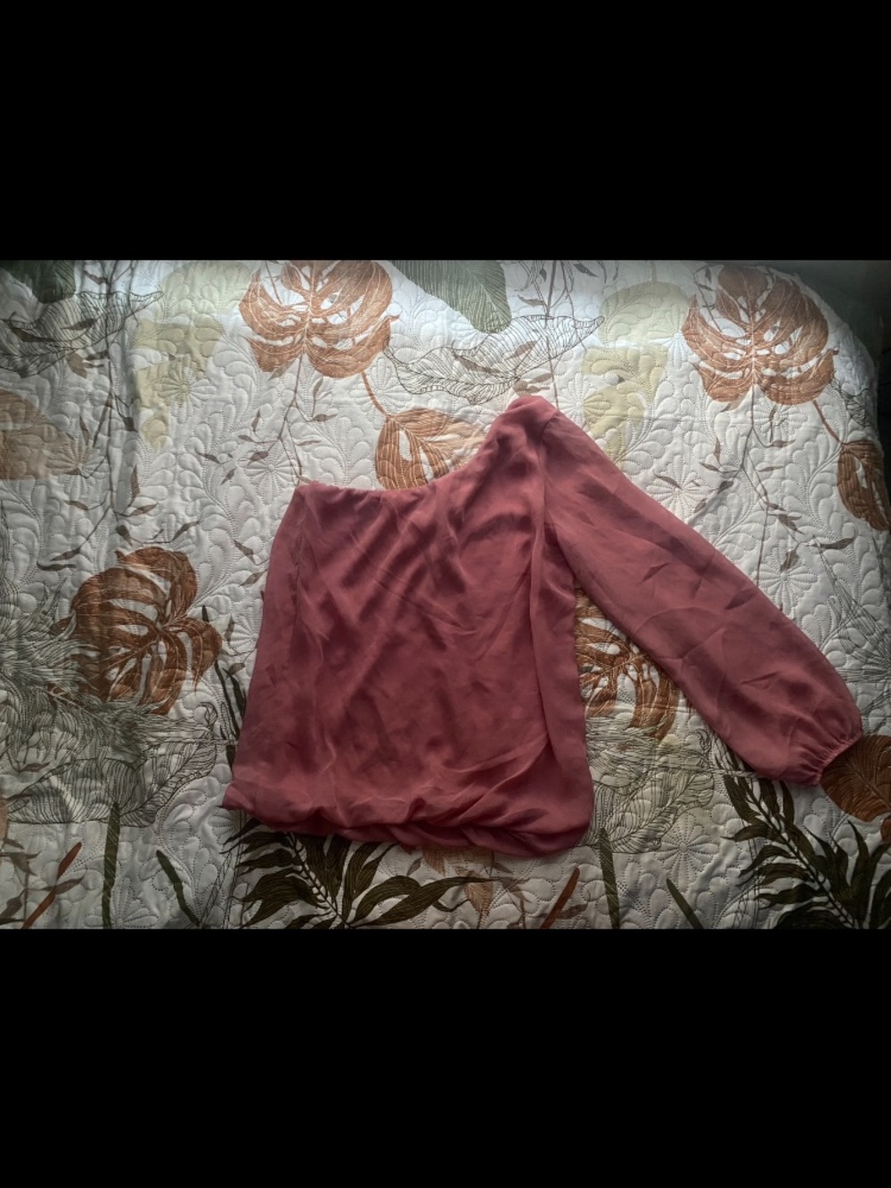 One-Shoulder Long Sleeve Blouse in Dusty Pink Rose
